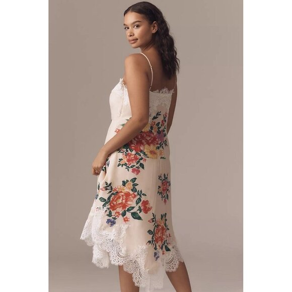 NWT Size L -Anthropologie Sleeveless V-Neck Lace Slip Midi Dress (NWT US$ 178) - Picture 6 of 17